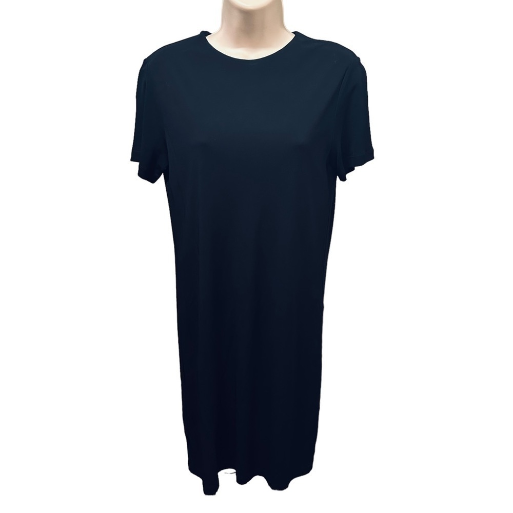 Helmut Lang Black Shift Dress Viscose Short Sleeves Small